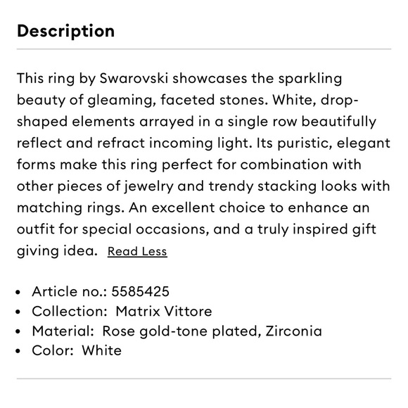 Swarovski Vittore ring Drop cut, White, Rose gold-tone plated - Picture 8 of 12